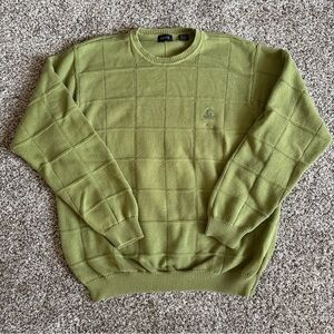 IZOD Green Cotton Crewneck Sweater Men’s XL Textured Knit Cozy Classic